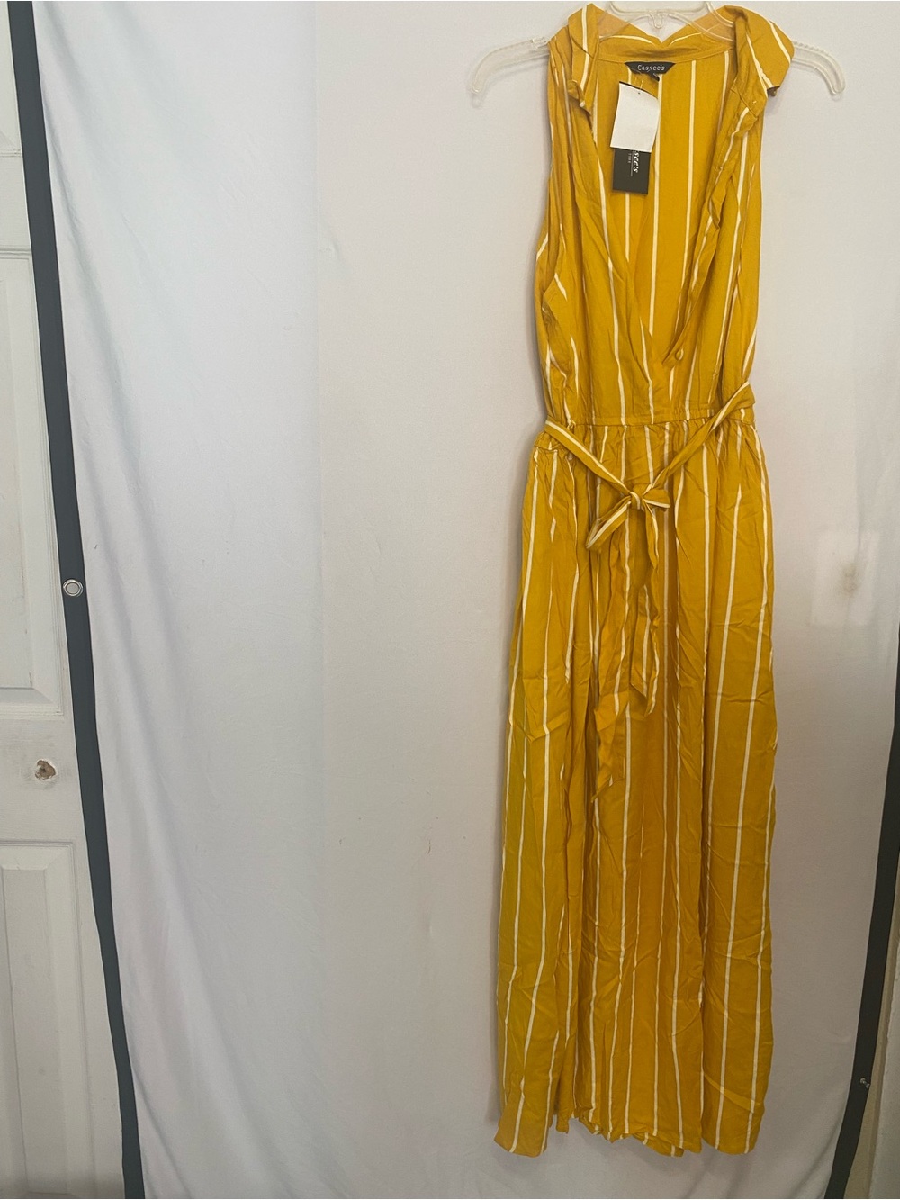 Sleeveless Striped Maxi Dress - Yellow